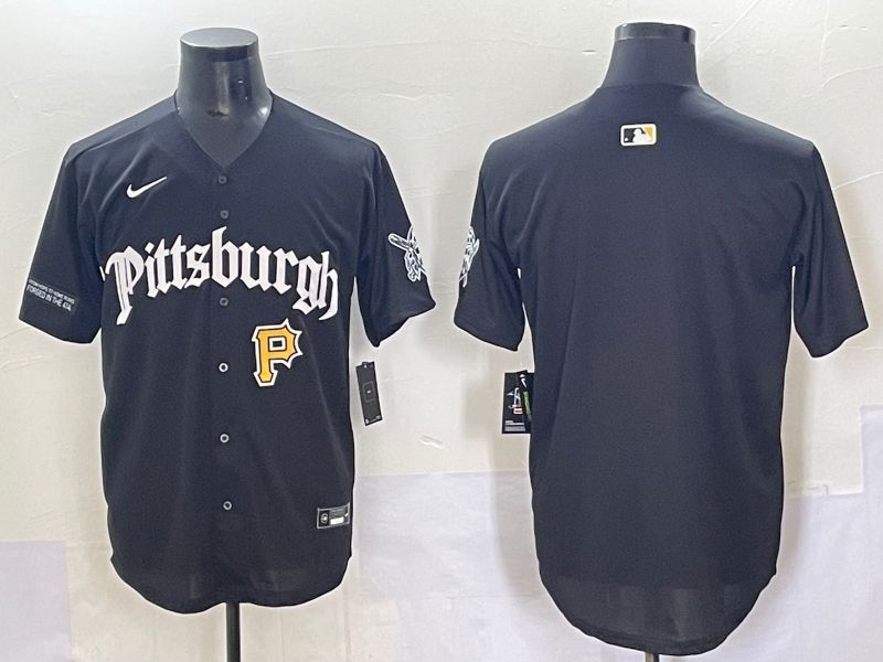 Men 2025 Pittsburgh Pirates Blank Black Five generations Joint Name Nike MLB Jersey style 1->pittsburgh pirates->MLB Jersey
